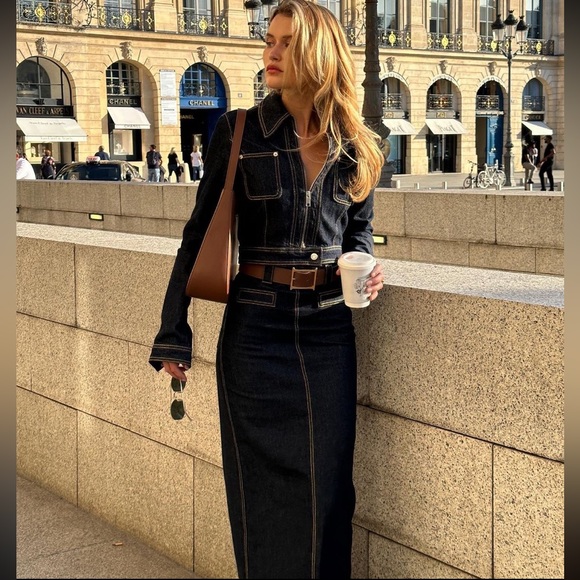 NWT HELSA DENIM MAXI SKIRT in INDIGO - 26 - Picture 5 of 12